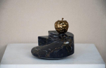 JAR 92-19 16x18x18cm, golden apple, bronze on black stone base2, 2018  Dhs 7000