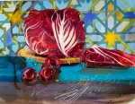 LJV 21-14 Red cabbage & Plums pastel & acrylic on cotton pape r Dhs.3,750